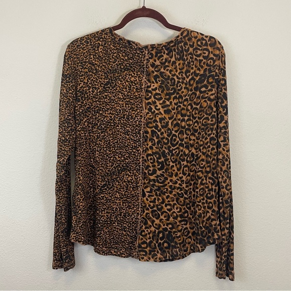 Anthropologie Pilcro Animal Print Long Sleeves Waffle Thermal Blouse Size Large - Picture 5 of 7